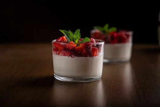 panna cotta dessert berry sauce elegant